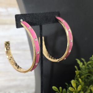 Isaac Mizrahi Brand New Pink and Gold Hoop Earrings
